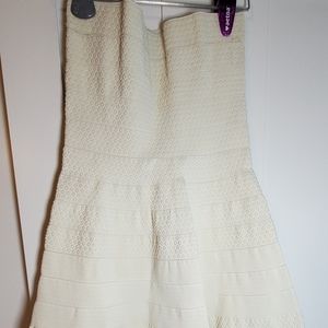 Strapless white mini dress